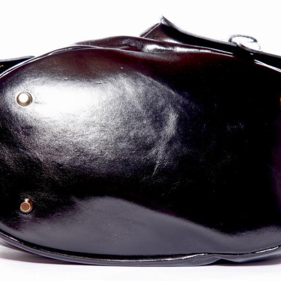 Aicha Black Drawstring Italian Leather Handbag - Picture 6 of 7